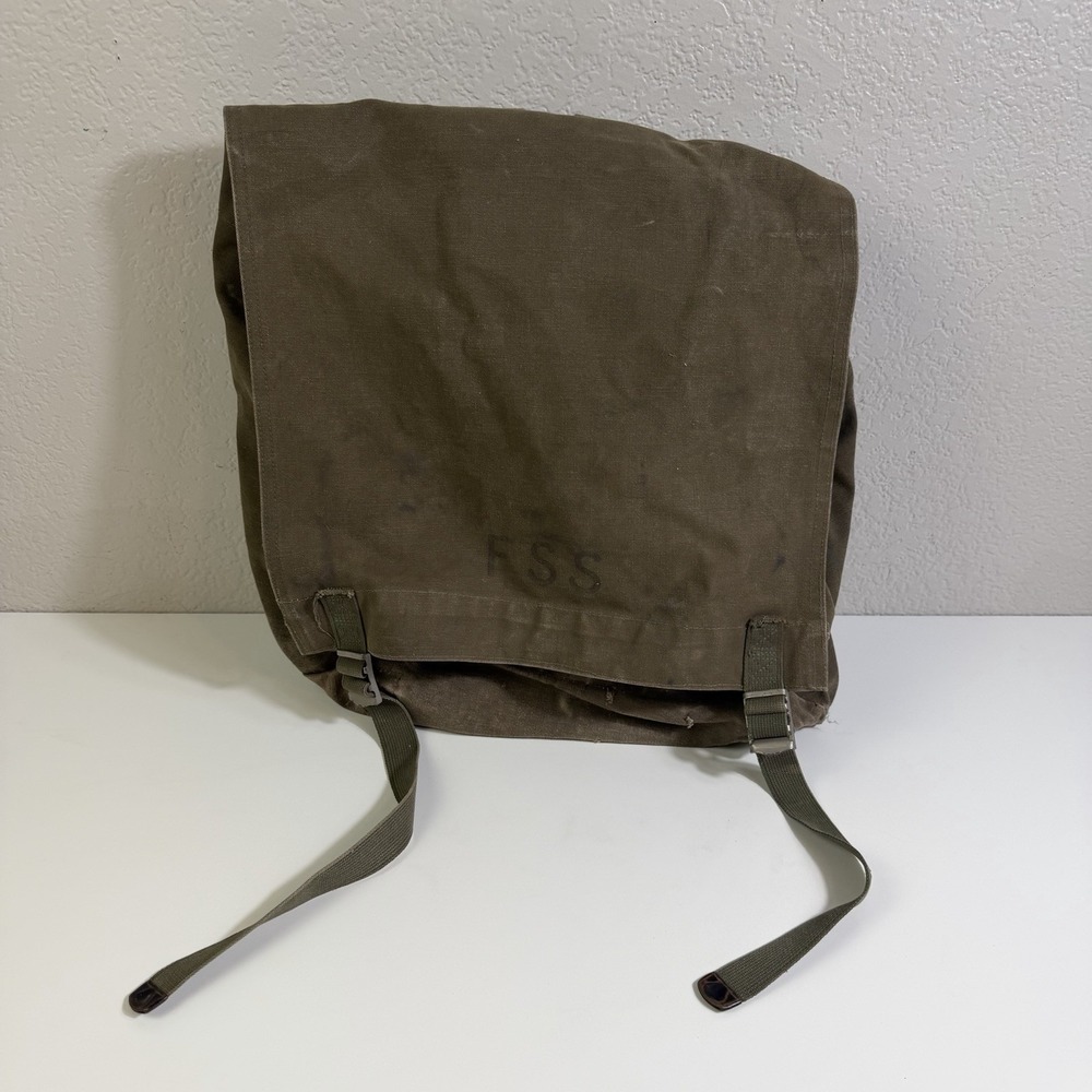 VINTAGE US Forest Service FSS Canvas Field Bag Rucksack Backpack Green 17" x 15"